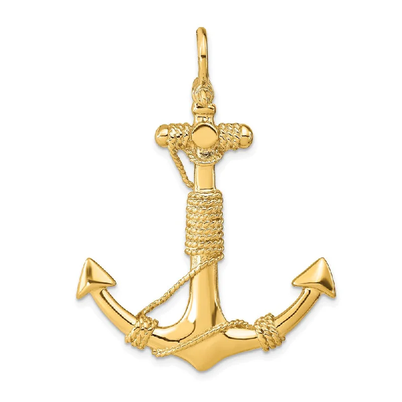 Animal - Shaped Pendants in Sterling Silver14k Yellow Gold Large 3D Admiralty Anchor with Rope Pendant