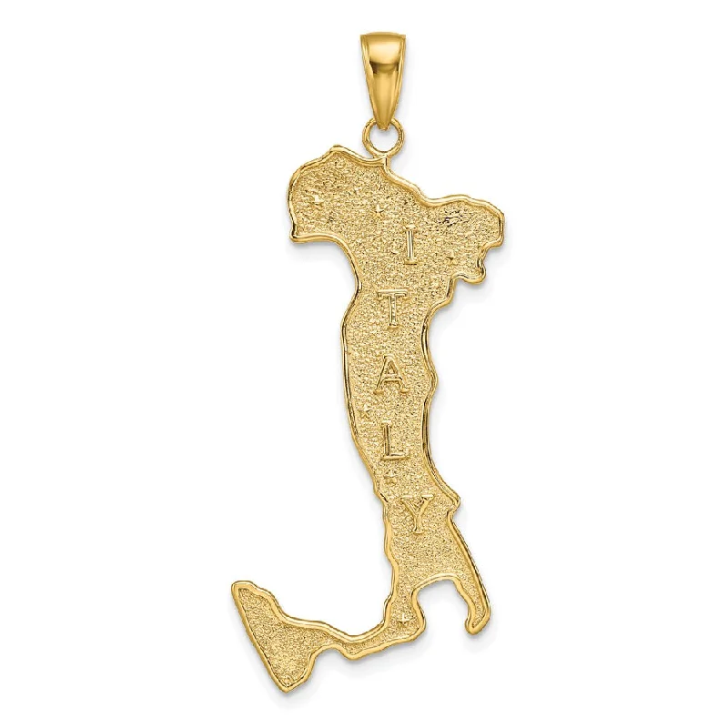 Charm Pendants with Multiple Small Decorative Elements14k Yellow Gold Large Textured Italy Map Pendant