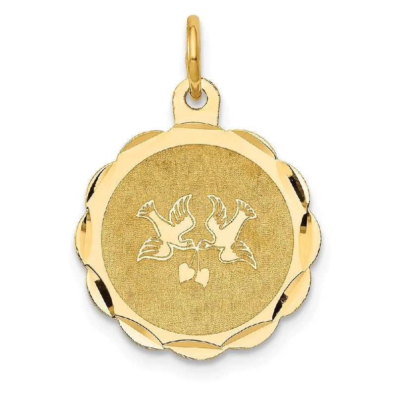 Charm Pendants with Multiple Small Decorative Elements14k Yellow Gold Love Birds Disc Charm or Pendant, 16mm