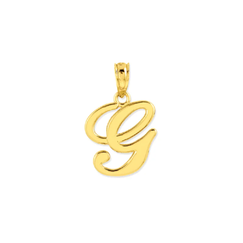 Religious Pendants with Cross or Star of David Designs14k Yellow Gold, Mimi Collection, Small Script Initial G Pendant