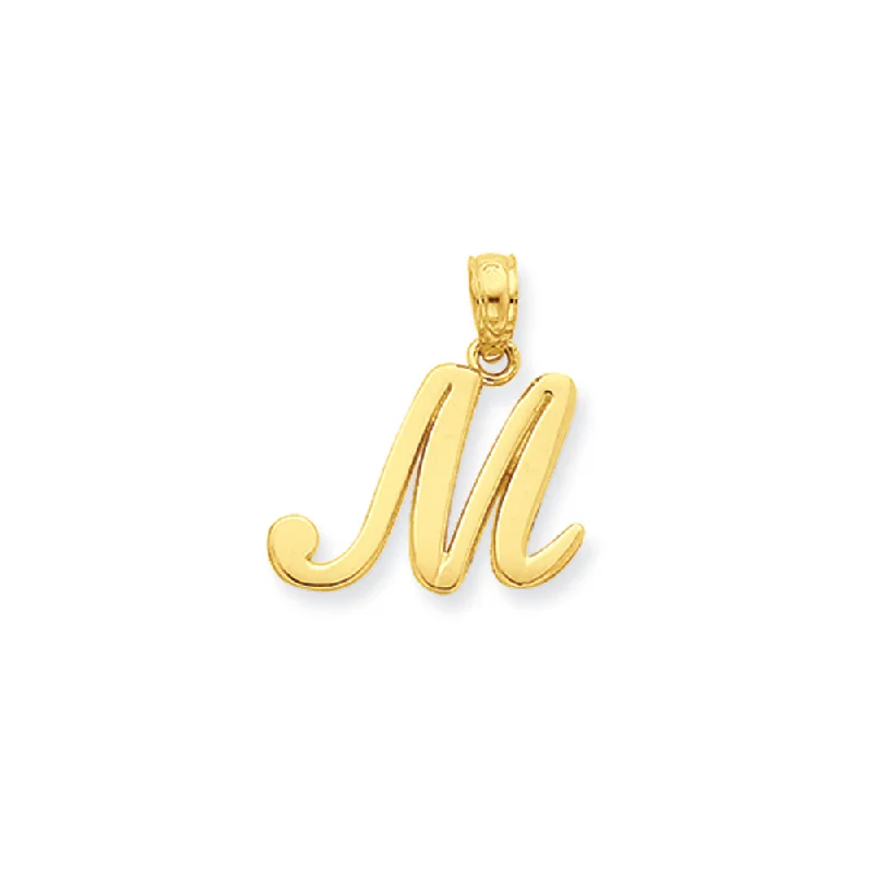 Animal - Shaped Pendants in Sterling Silver14k Yellow Gold, Mimi Collection, Small Script Initial M Pendant