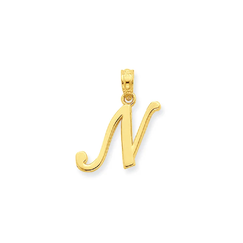 Initial Letter Pendants for a Personalized Touch14k Yellow Gold, Mimi Collection, Small Script Initial N Pendant