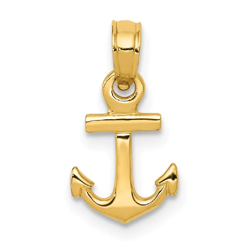 Religious Pendants with Cross or Star of David Designs14k Yellow Gold Mini Admiralty Anchor Pendant