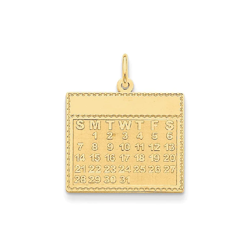 Gemstone - Encrusted Pendants with a Sparkling Centerpiece14k Yellow Gold Monday Start Perpetual Calendar Charm or Pendant, 22mm