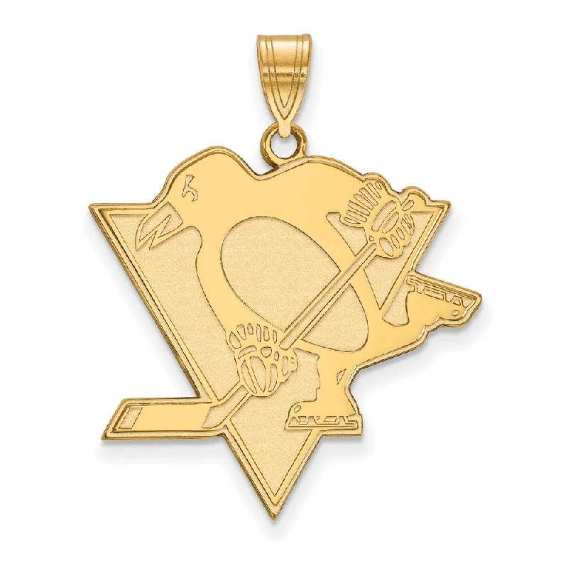 Gemstone - Encrusted Pendants with a Sparkling Centerpiece14k Yellow Gold NHL Pittsburgh Penguins XL Pendant