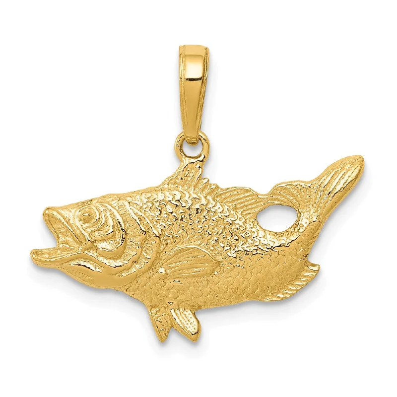 Animal - Shaped Pendants in Sterling Silver14k Yellow Gold Open Mouth Bass Pendant