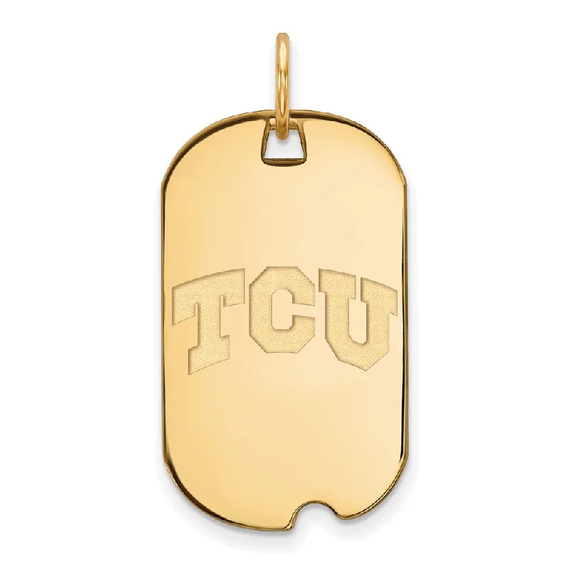 Animal - Shaped Pendants in Sterling Silver14K Yellow Gold Plated S. Silver Texas Christian SM Dog Tag Pendant