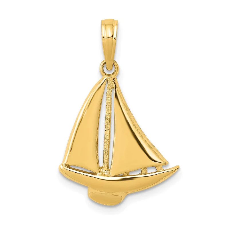 Animal - Shaped Pendants in Sterling Silver14k Yellow Gold Polished Sailboat Pendant, 15 x 23mm