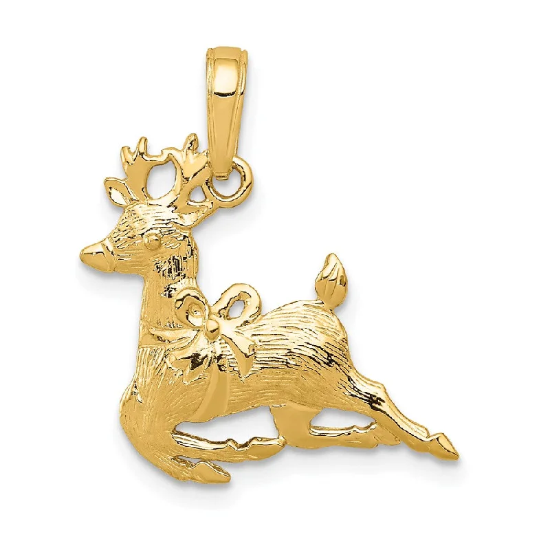 Charm Pendants with Multiple Small Decorative Elements14k Yellow Gold Reindeer Charm