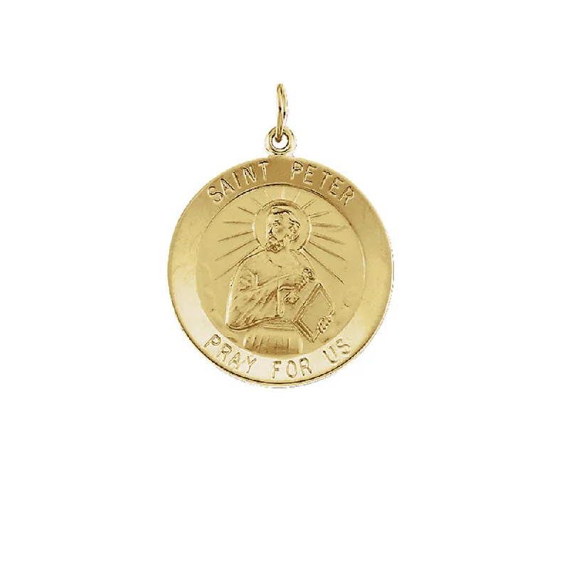 Gemstone - Encrusted Pendants with a Sparkling Centerpiece14k Yellow Gold Saint Peter Medal Disc Charm or Pendant, 18mm