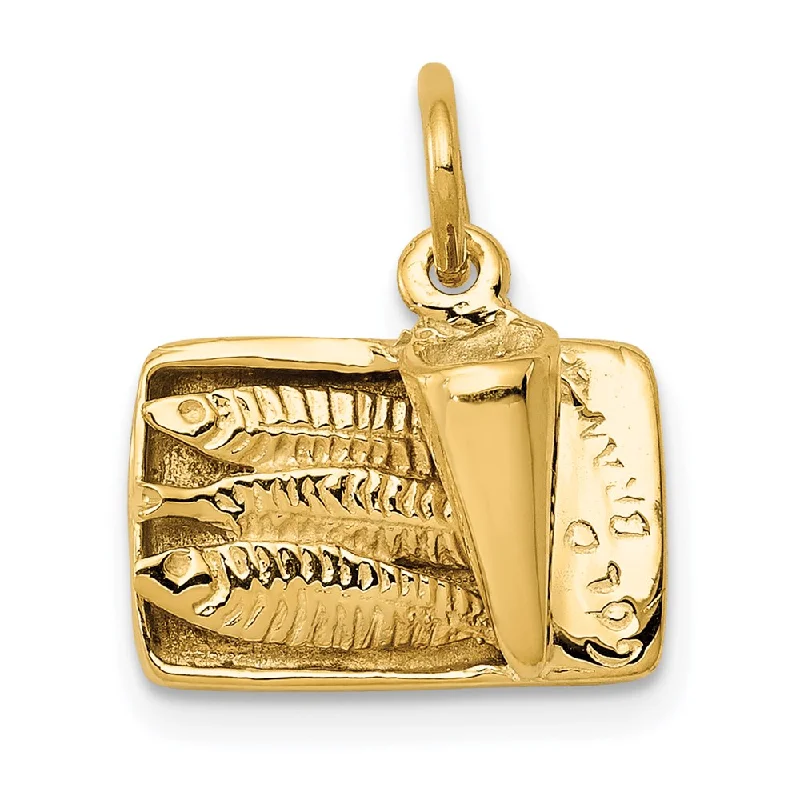 Charm Pendants with Multiple Small Decorative Elements14k Yellow Gold Sardine Can Charm, 15mm