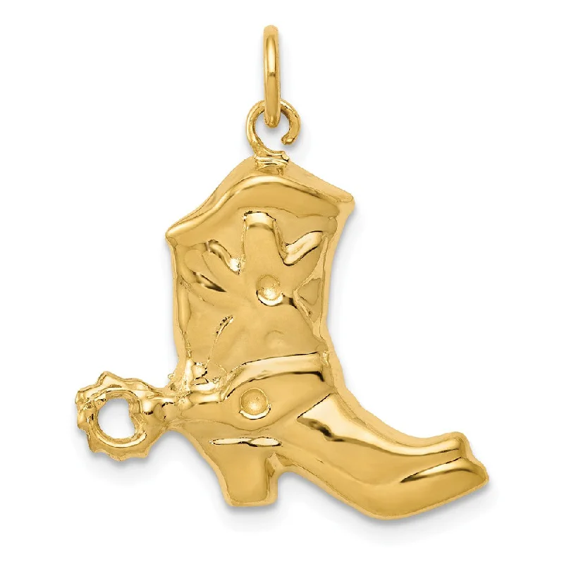 Gemstone - Encrusted Pendants with a Sparkling Centerpiece14k Yellow Gold Satin 2D Cowboy Boot Charm