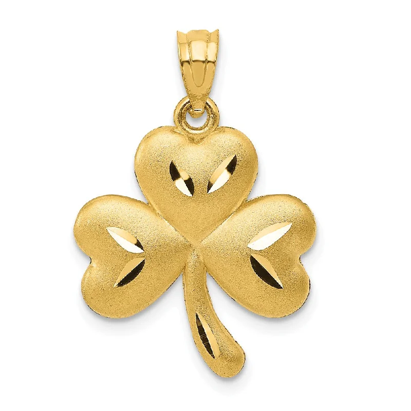 Gemstone - Encrusted Pendants with a Sparkling Centerpiece14k Yellow Gold Satin & Diamond Cut Shamrock Pendant, 16mm (5/8 inch)