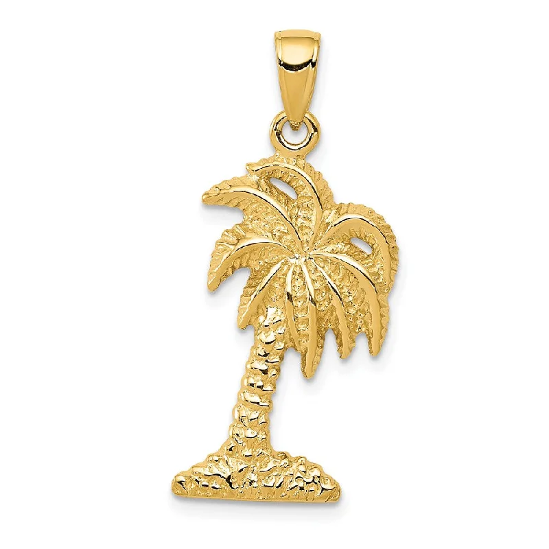 Charm Pendants with Multiple Small Decorative Elements14k Yellow Gold Solid Textured Palm Tree Pendant