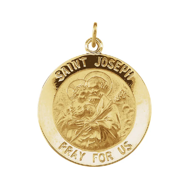 Gemstone - Encrusted Pendants with a Sparkling Centerpiece14k Yellow Gold St. Joseph Medal Disc Charm or Pendant, 22mm