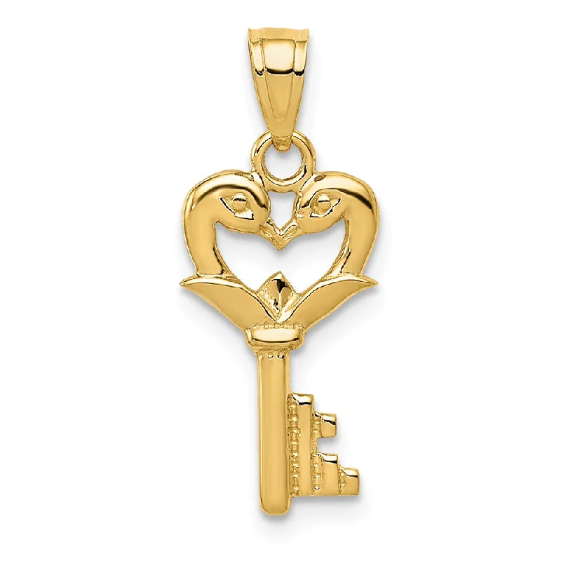 Charm Pendants with Multiple Small Decorative Elements14k Yellow Gold Swans Key Pendant, 9mm