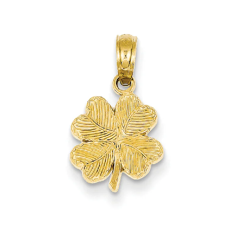 Charm Pendants with Multiple Small Decorative Elements14k Yellow Gold Textured Four Leaf Clover Pendant, 10mm (3/8 inch)