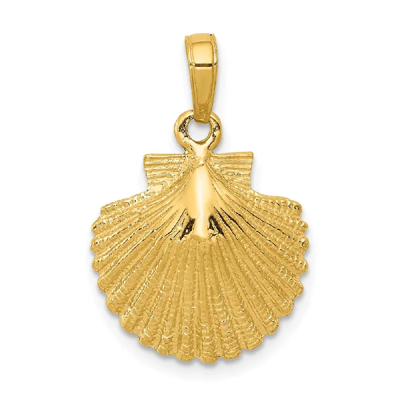 Animal - Shaped Pendants in Sterling Silver14k Yellow Gold Textured Scallop Shell Pendant, 16mm