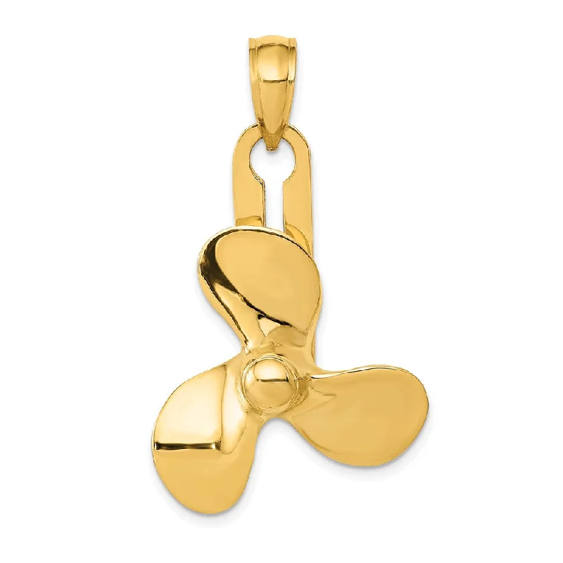 Gemstone - Encrusted Pendants with a Sparkling Centerpiece14k Yellow Gold Three Blade Spinning Propeller Pendant