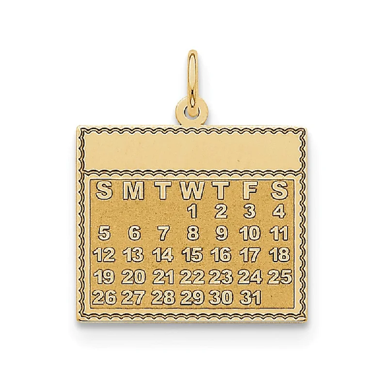 Initial Letter Pendants for a Personalized Touch14k Yellow Gold Wednesday Start Perpetual Calendar Charm Pendant, 22mm