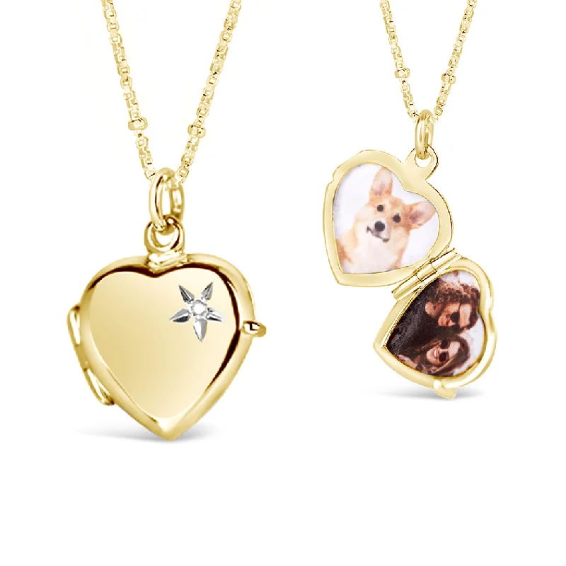 Zodiac Sign Pendant Necklaces for Astrology Enthusiasts2 Photo Diamond Heart Locket Gold + Photos