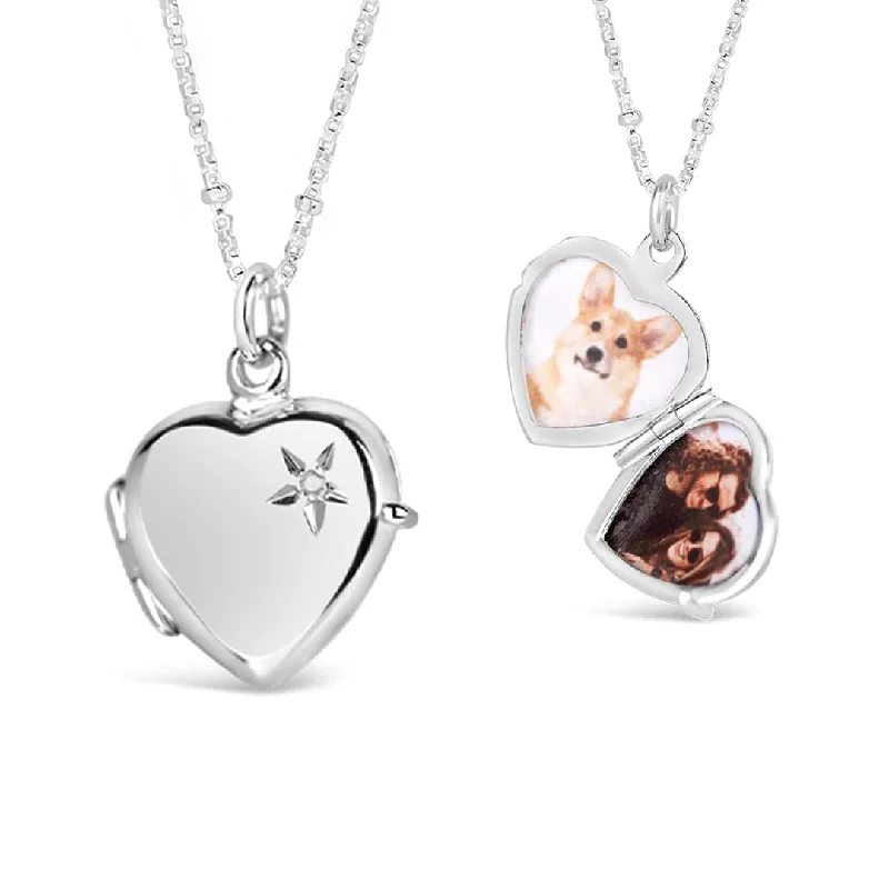 Zodiac Sign Pendant Necklaces for Astrology Enthusiasts2 Photo Diamond Heart Locket Silver + Photos