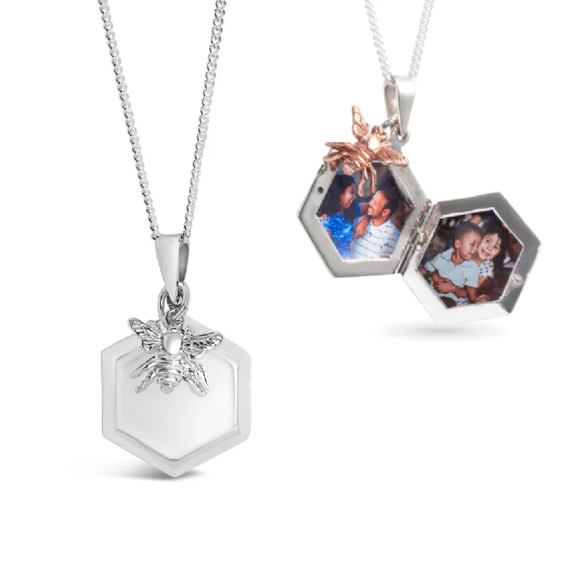 Heart - Shaped Pendant Necklaces with Birthstone InlaysBee Locket White Gold + Photos