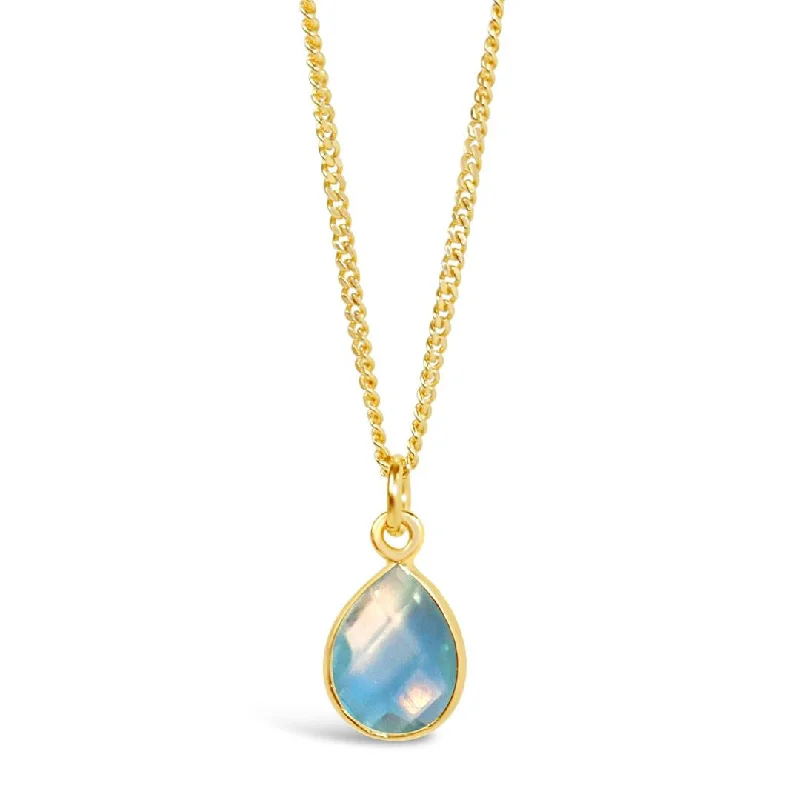 Locket Pendant Necklaces with Personalized EngravingsBlue Topaz Charm Necklace | Gold - December