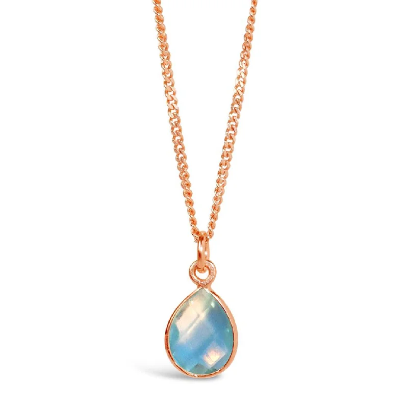 Heart - Shaped Pendant Necklaces with Birthstone InlaysBlue Topaz Charm Necklace | Rose Gold - December