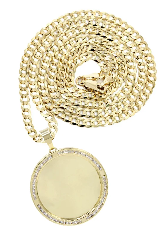 Crystal - Embellished Pendant Necklaces for a Glamorous Look10K Yellow Gold CZ Picture Pendant Necklace | Appx. 14 Grams