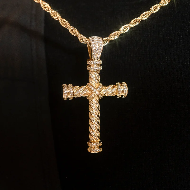 Zodiac Sign Pendant Necklaces for Astrology EnthusiastsDiamond Rope Cross Pendant in Yellow Gold