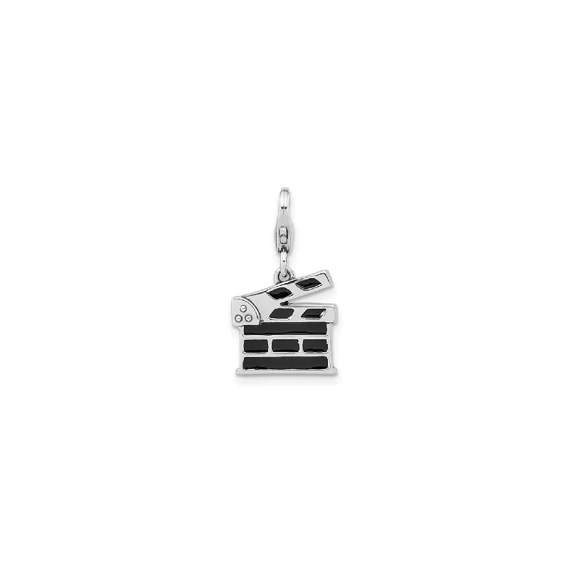 Locket Pendant Necklaces with Personalized EngravingsEnameled Clapperboard Charm Pendant (Silver)