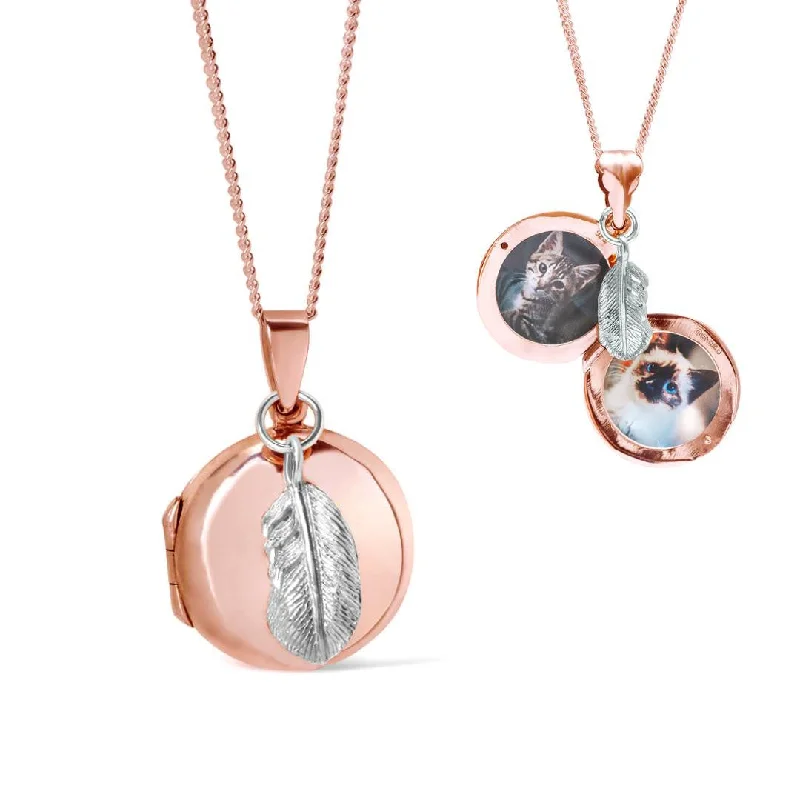 Crystal - Embellished Pendant Necklaces for a Glamorous LookFeather Locket | Rose Gold