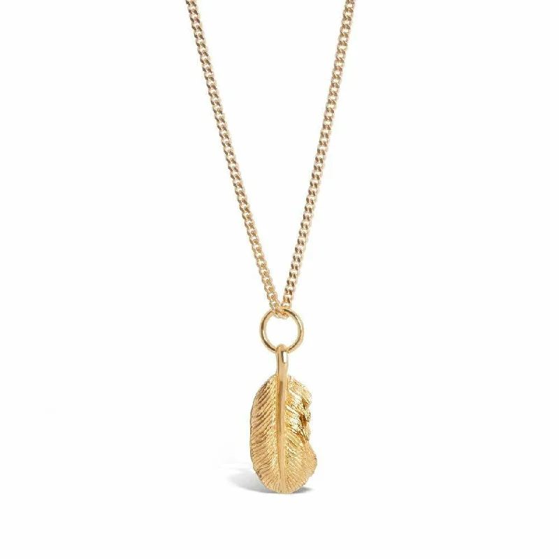 Locket Pendant Necklaces with Personalized EngravingsFeather Pendant | Gold