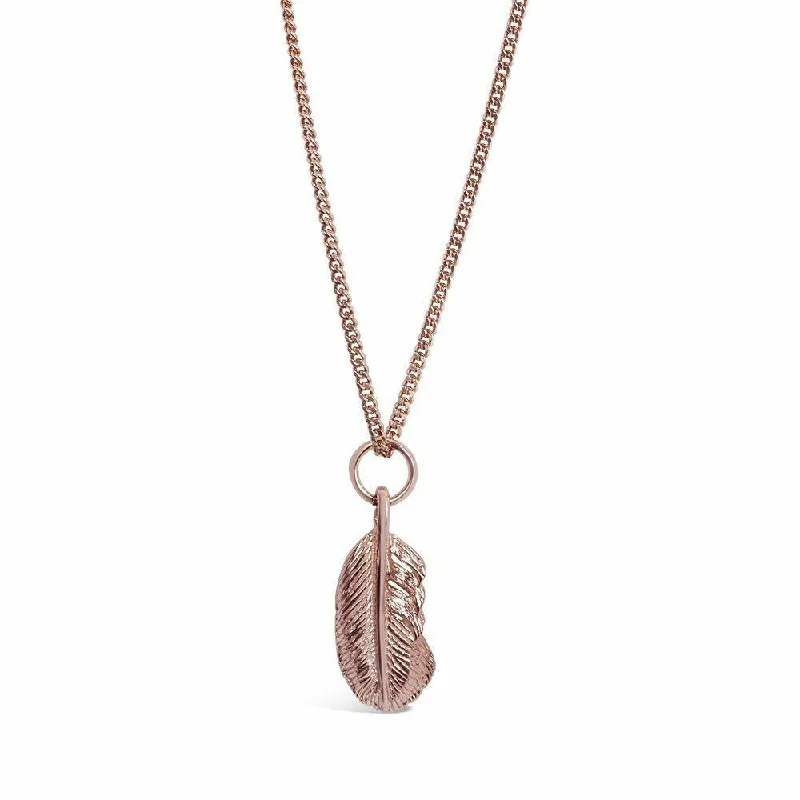 Locket Pendant Necklaces with Personalized EngravingsFeather Pendant | Rose Gold