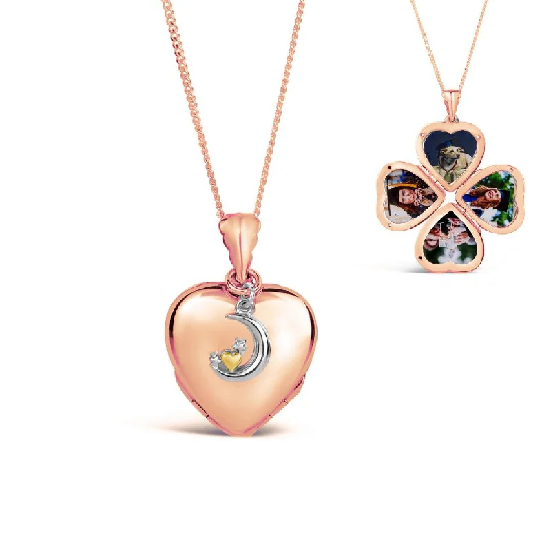 Zodiac Sign Pendant Necklaces for Astrology EnthusiastsFour Photo Heart Charm Locket | Rose Gold