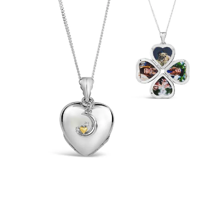 Nature - Inspired Pendant Necklaces with Leaf or Flower DesignsFour Photo Heart Charm Locket | Silver