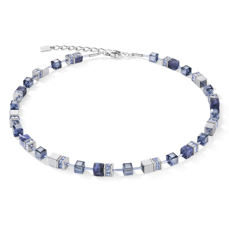 Heart - Shaped Pendant Necklaces with Birthstone InlaysGeoCUBE Sodalite & Haematite Blue Necklace