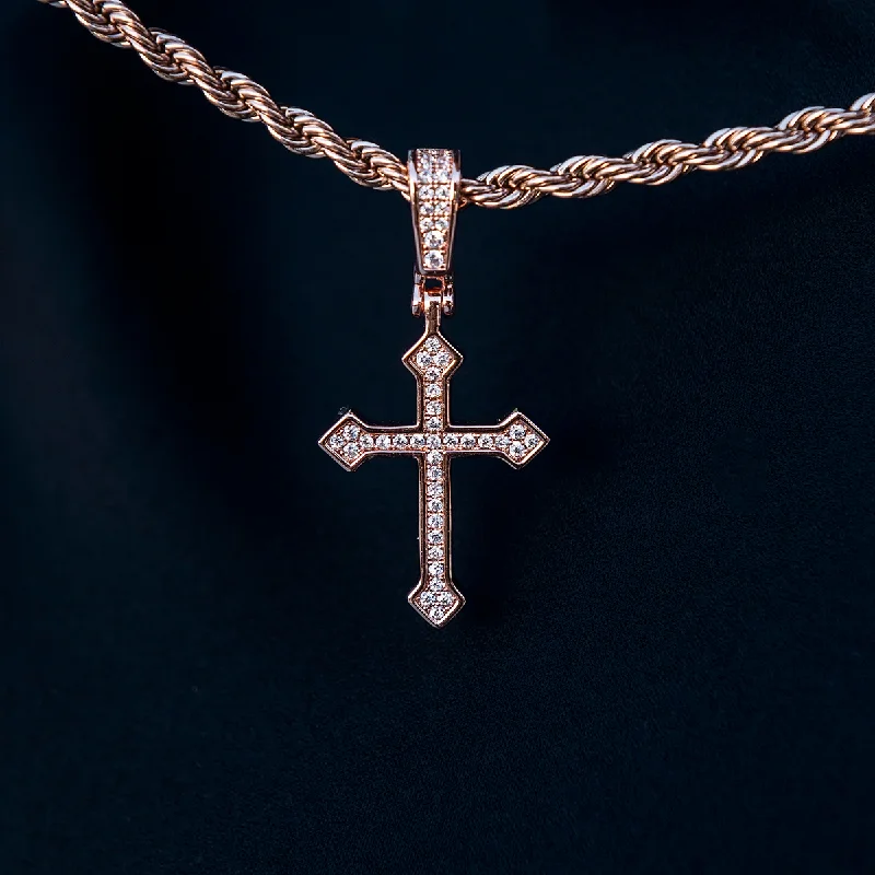 Crystal - Embellished Pendant Necklaces for a Glamorous LookIced Celtic Cross Pendant in Rose Gold