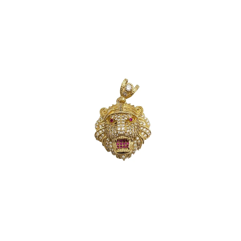 Charm Pendants with Multiple Small Decorative ElementsIced-Out Lion Head Pendant (14K)