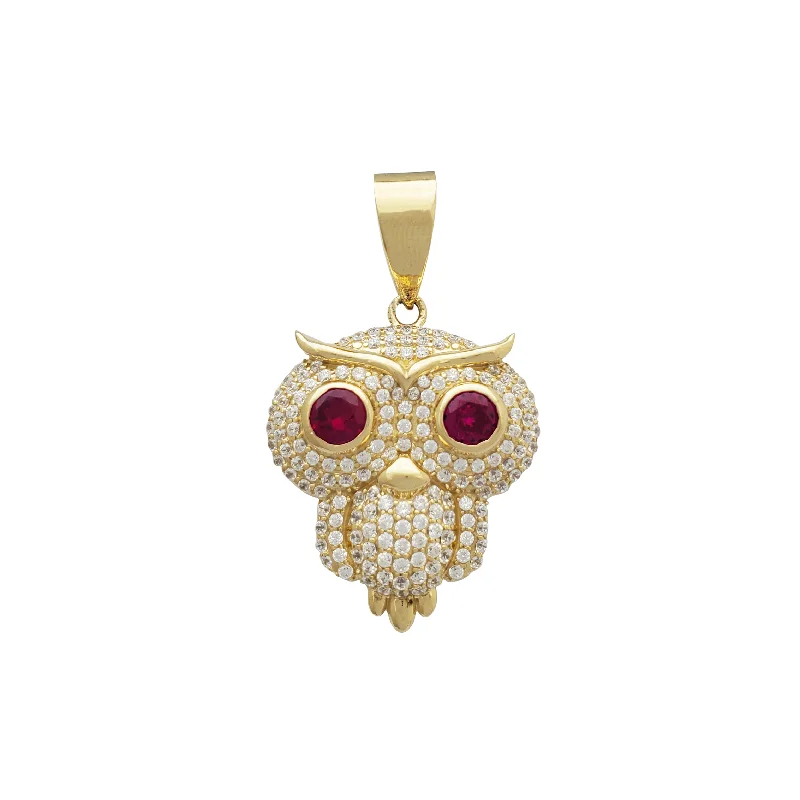 Gemstone - Encrusted Pendants with a Sparkling CenterpieceIced-Out Chibi Owl Pendant (14K)