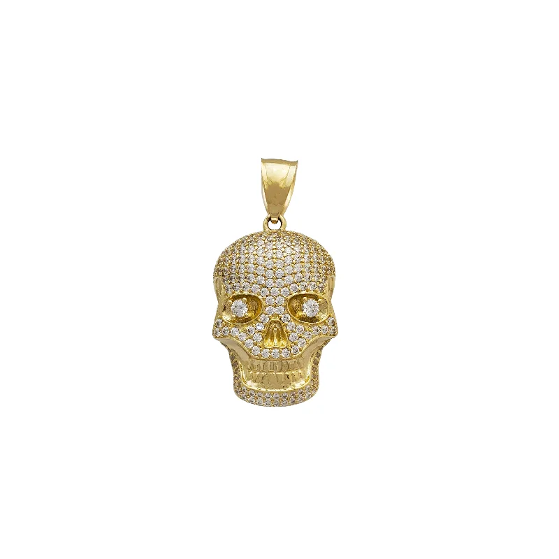 Gemstone - Encrusted Pendants with a Sparkling CenterpieceIced-Out Skull Pendant (14K)