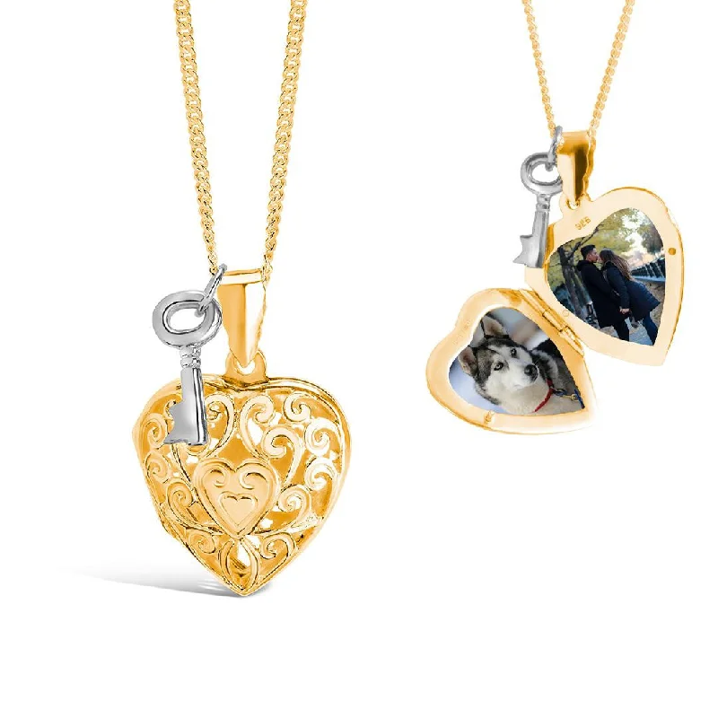 Crystal - Embellished Pendant Necklaces for a Glamorous LookKey Locket | Gold