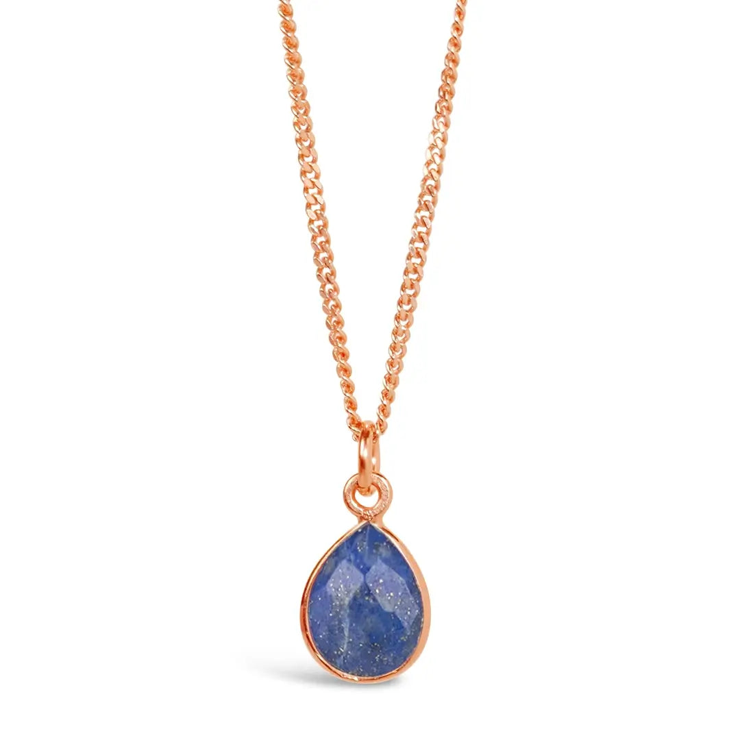 Heart - Shaped Pendant Necklaces with Birthstone InlaysLapis Lazuli Charm Necklace | Rose Gold | September