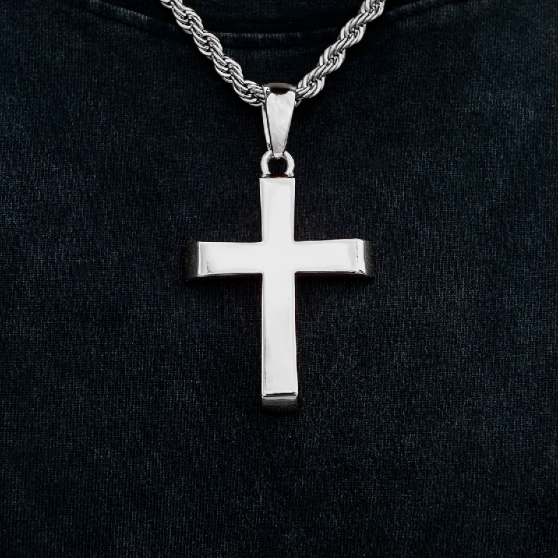 Locket Pendant Necklaces with Personalized EngravingsLarge Simple Cross Pendant in White Gold