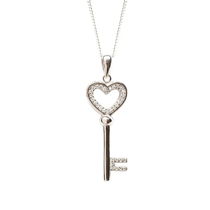 Crystal - Embellished Pendant Necklaces for a Glamorous LookLove Key Pendant | Silver