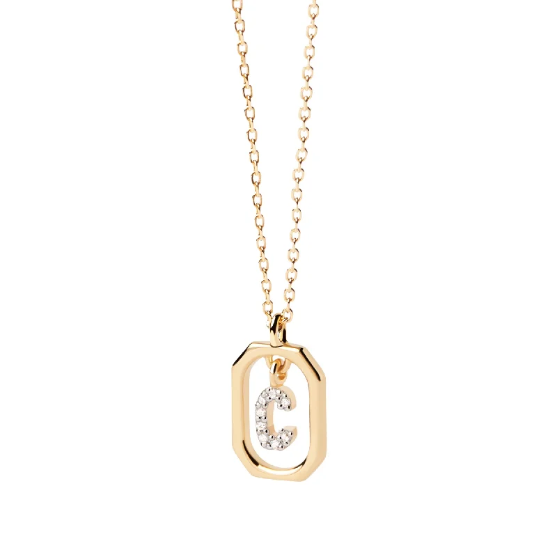 Crystal - Embellished Pendant Necklaces for a Glamorous LookMini Letter C Gold Necklace