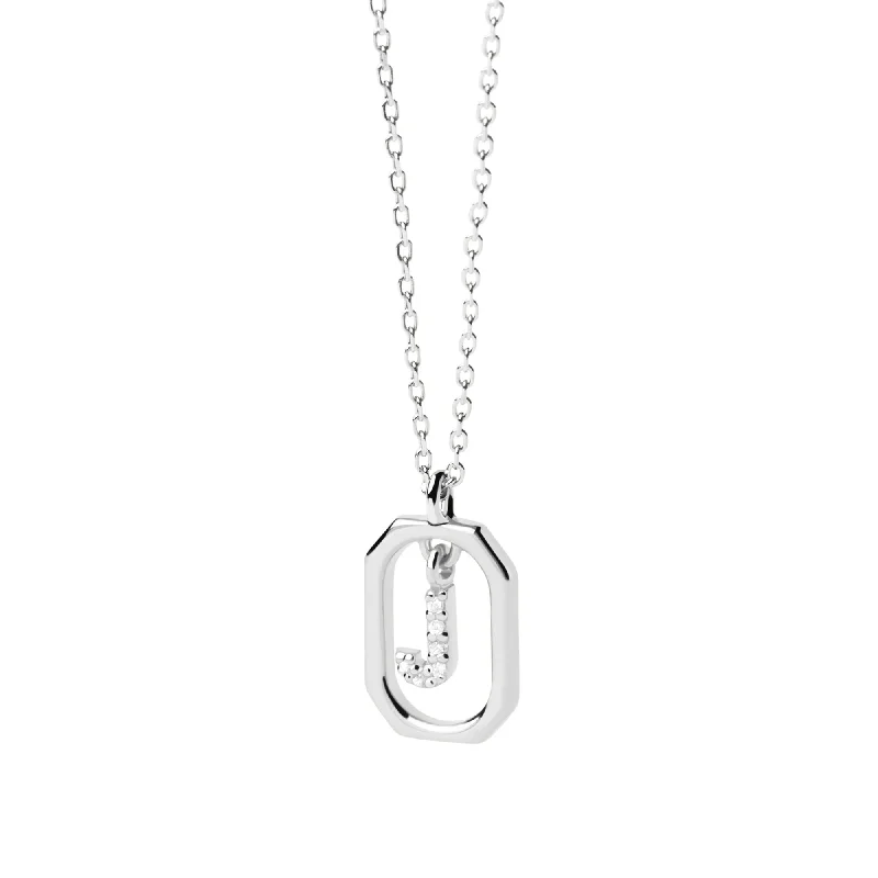 Nature - Inspired Pendant Necklaces with Leaf or Flower DesignsMini Letter J Silver Necklace