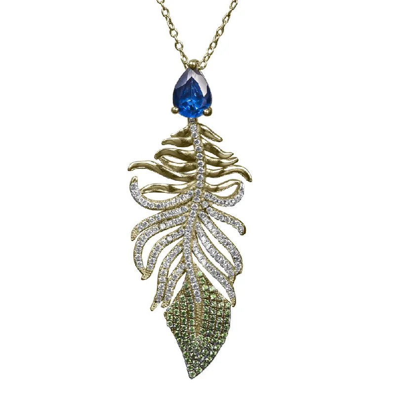 Nature - Inspired Pendant Necklaces with Leaf or Flower DesignsPeacock Pendant