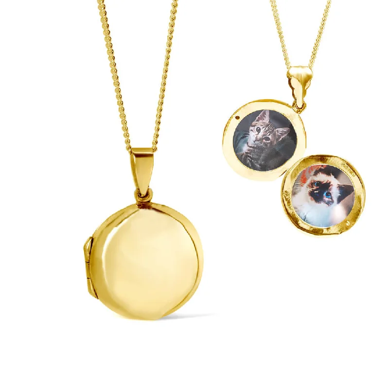 Locket Pendant Necklaces with Personalized EngravingsRound Locket Necklace | Gold